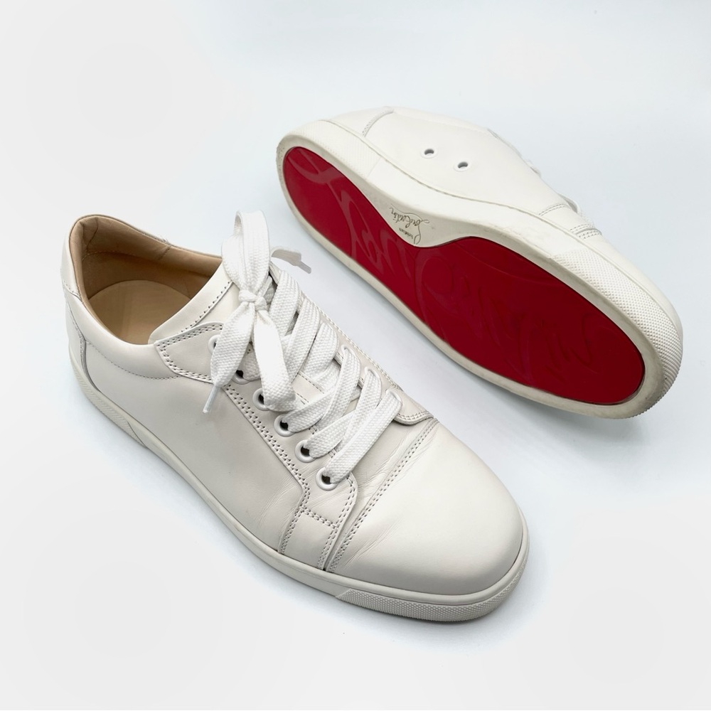 Christian Louboutin Vieira White Leather Lace Up Low Top Sneakers Trainers